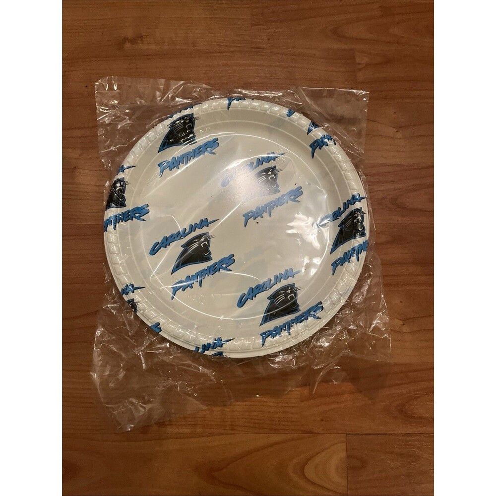 Carolina Panthers 12 Reusable 9.5" Plastic Plates Round NFL Party Ware